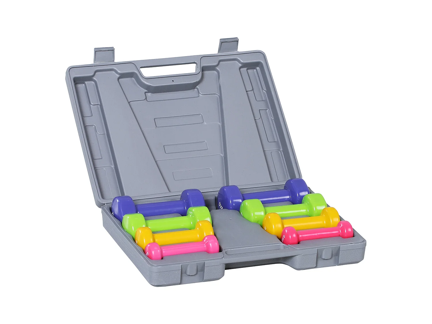 Set de haltères ajustables 10 kg, 4 paires de poids, avec étui de rangement, métal et plastique, noir (41x30x8 cm)