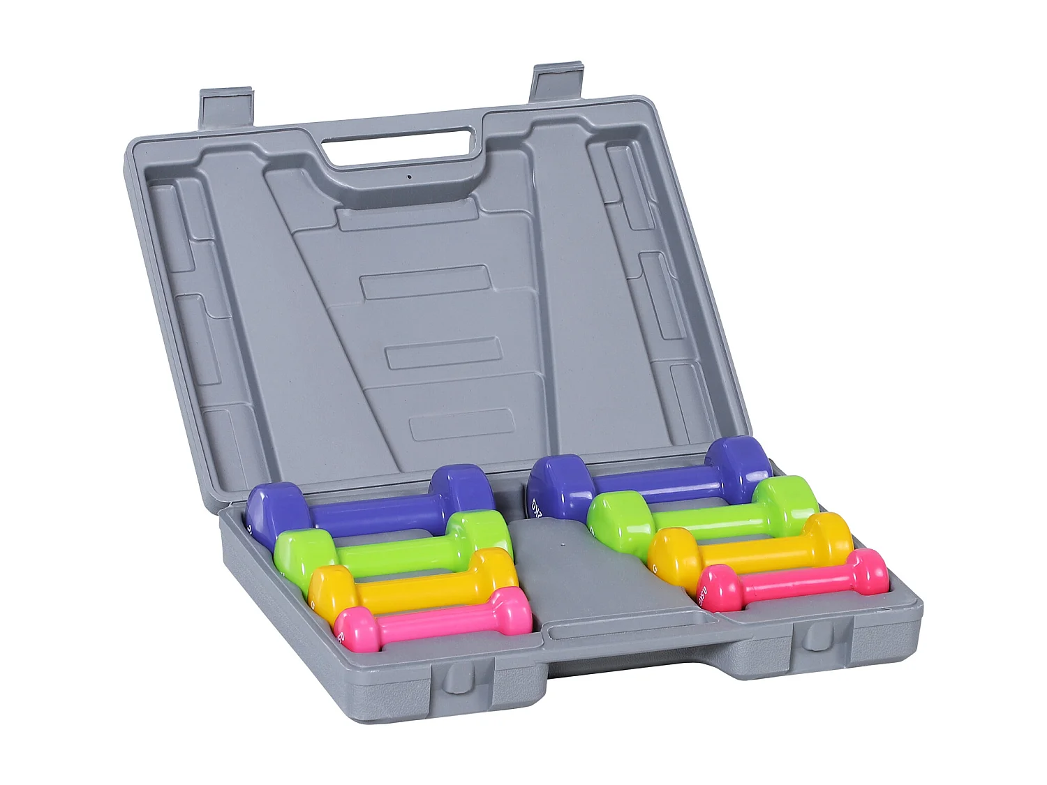 Set de haltères ajustables 10 kg, 4 paires de poids, avec étui de rangement, métal et plastique, noir (41x30x8 cm)
