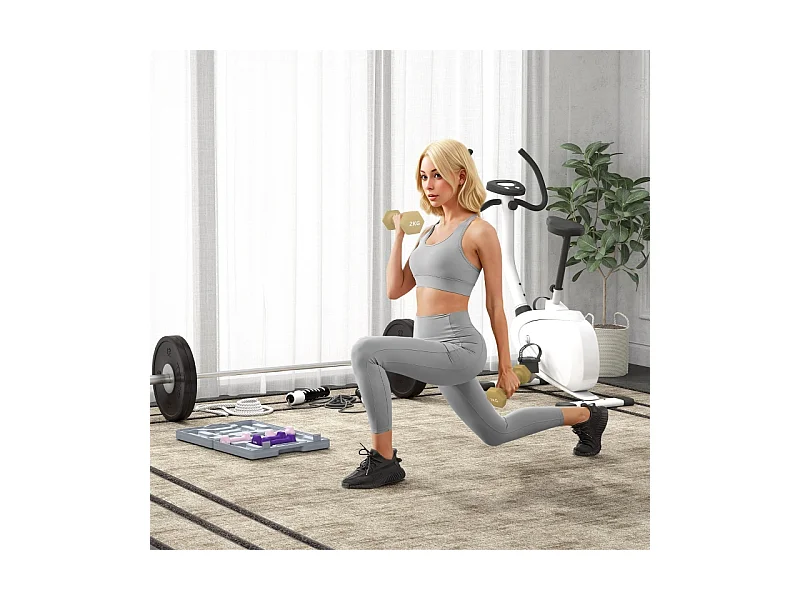 Set d'haltères courtes hexagonales, 6 pièces en acier avec revêtement, rose (41x30x8 cm)