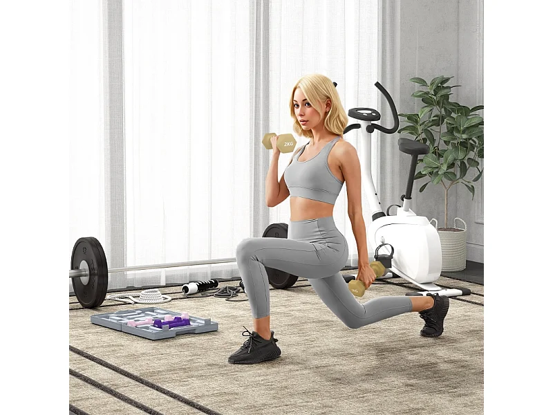 Set d'haltères courtes hexagonales, 6 pièces en acier avec revêtement, rose (41x30x8 cm)