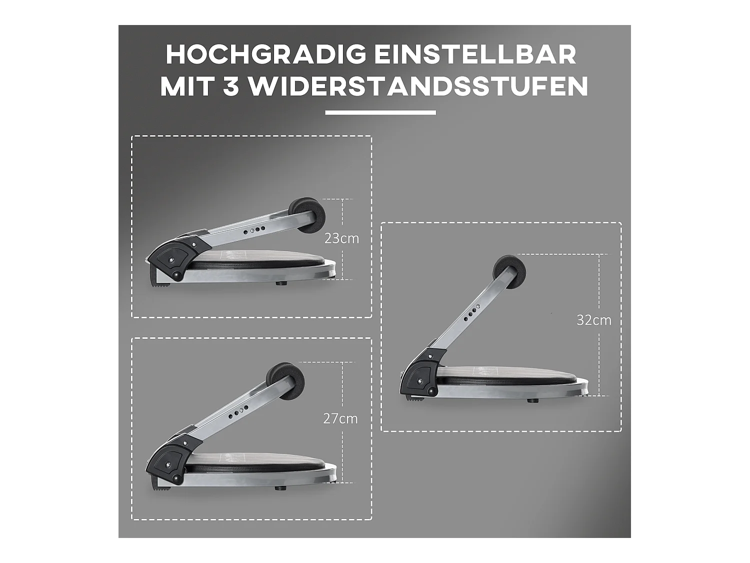 Appareil de musculation abdominal pliable, réglable, acier, noir (55x42x11-32cm)