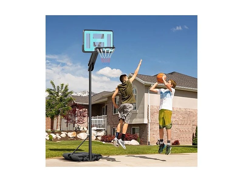 Panier de basketball réglable avec support roulant, hauteur 146–236 cm, plastique, noir (175x71x270cm)