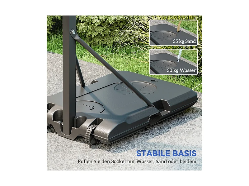 Panier de basketball réglable avec support roulant, hauteur 146–236 cm, plastique, noir (175x71x270cm)