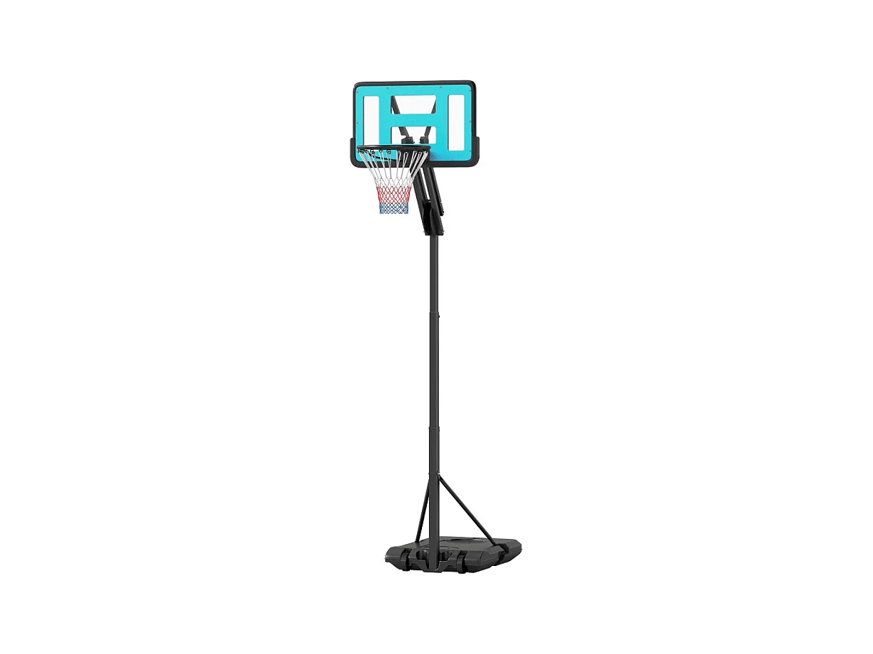 Canasta de baloncesto ajustable con soporte rodante, altura 146-236 cm, plástico, negro (175 x 71 x 270 cm)
