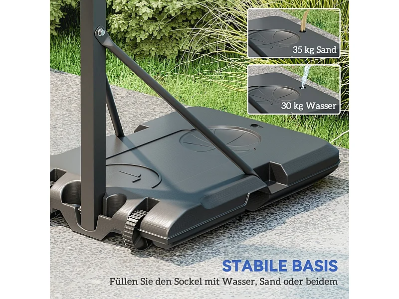 Panier de basketball réglable avec support roulant, hauteur 146–236 cm, plastique, noir (175x71x270cm)