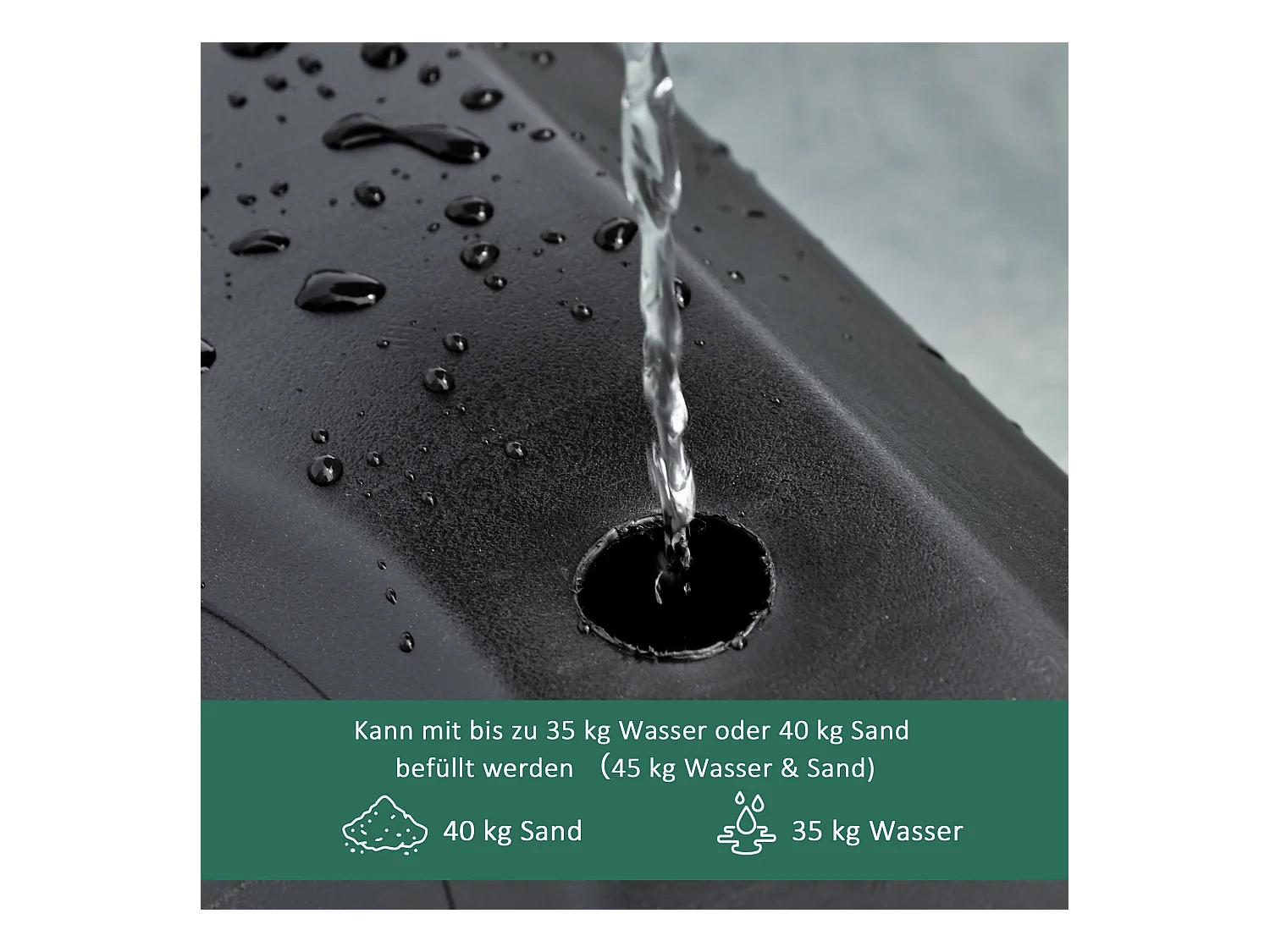 Panier de basket réglable en hauteur pour extérieur, cadre en acier, PVC, noir, avec roues (83x75x206-260cm)