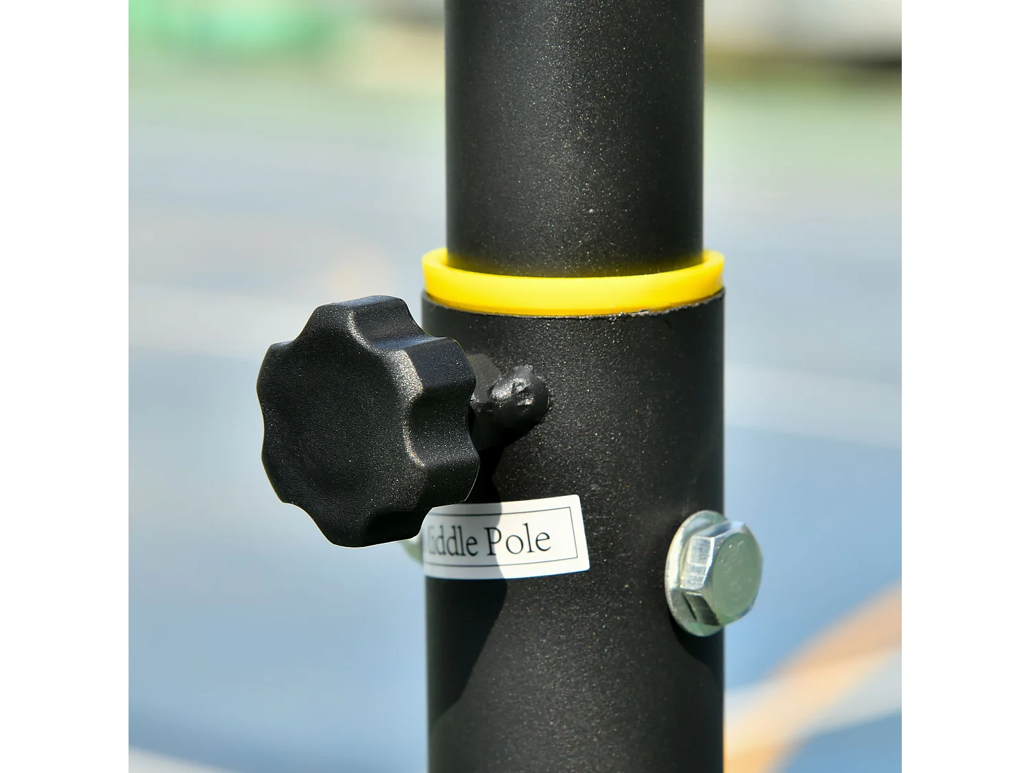 Panier de basket réglable en hauteur pour extérieur, cadre en acier, PVC, noir, avec roues (83x75x206-260cm)