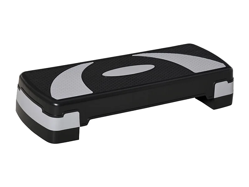 Stepper d'aérobic réglable en hauteur 10/15/20 cm, plastique robuste, noir, antidérapant (80x31x20 cm)