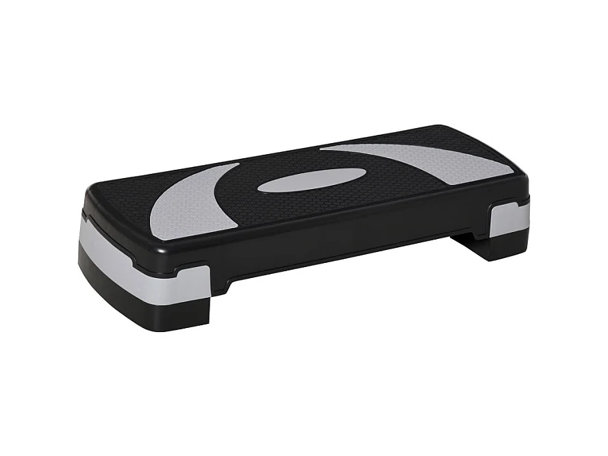 Stepper aeróbico regulable en altura 10/15/20 cm, plástico robusto, negro, antideslizante (80x31x20 cm)