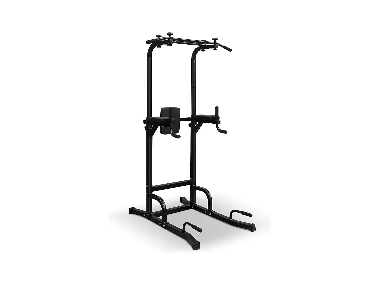 Estación de entrenamiento multifuncional para dominadas y fondos, plancha, color negro, altura regulable (224,8x96,5x207cm)