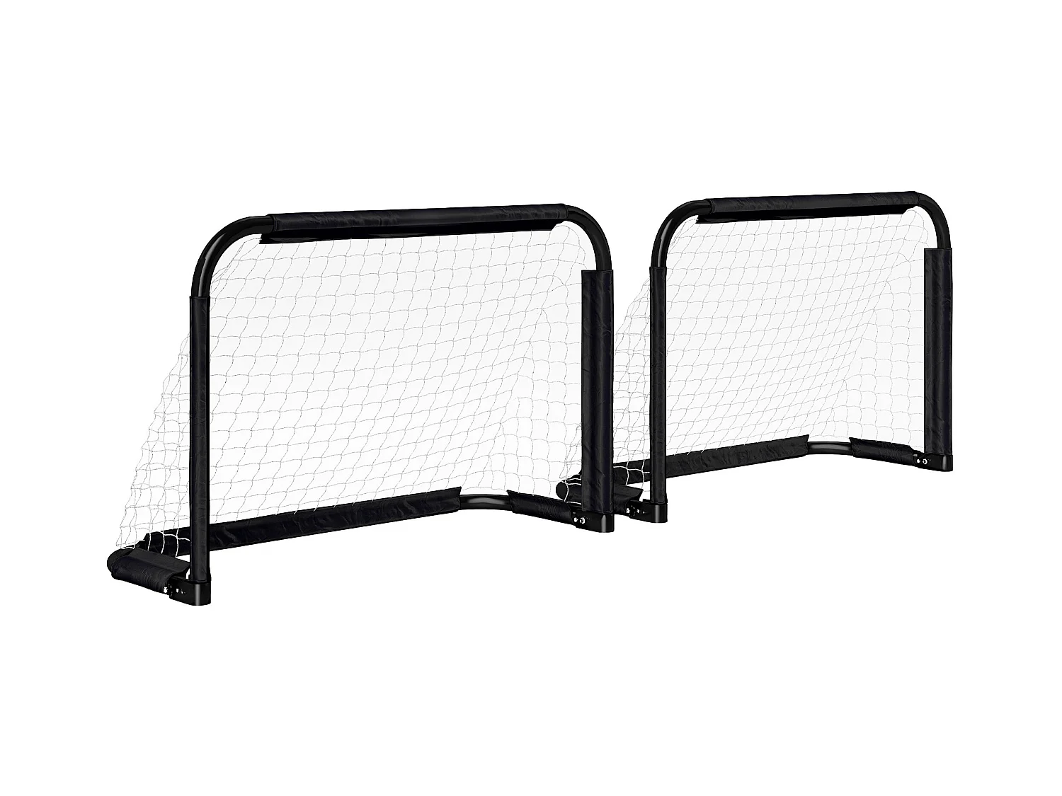 Ensemble de 2 buts de football pliables, cadre en métal, pour enfants et adultes, idéal pour le jardin, noir (90x36x60 cm)