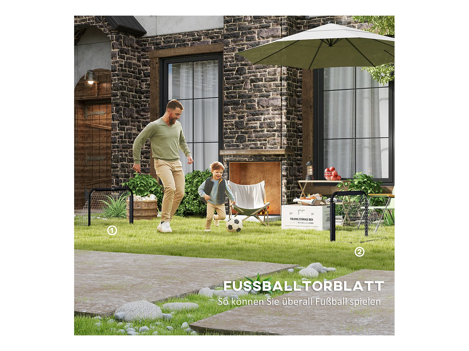 Ensemble de 2 buts de football pliables, cadre en métal, pour enfants et adultes, idéal pour le jardin, noir (90x36x60 cm)