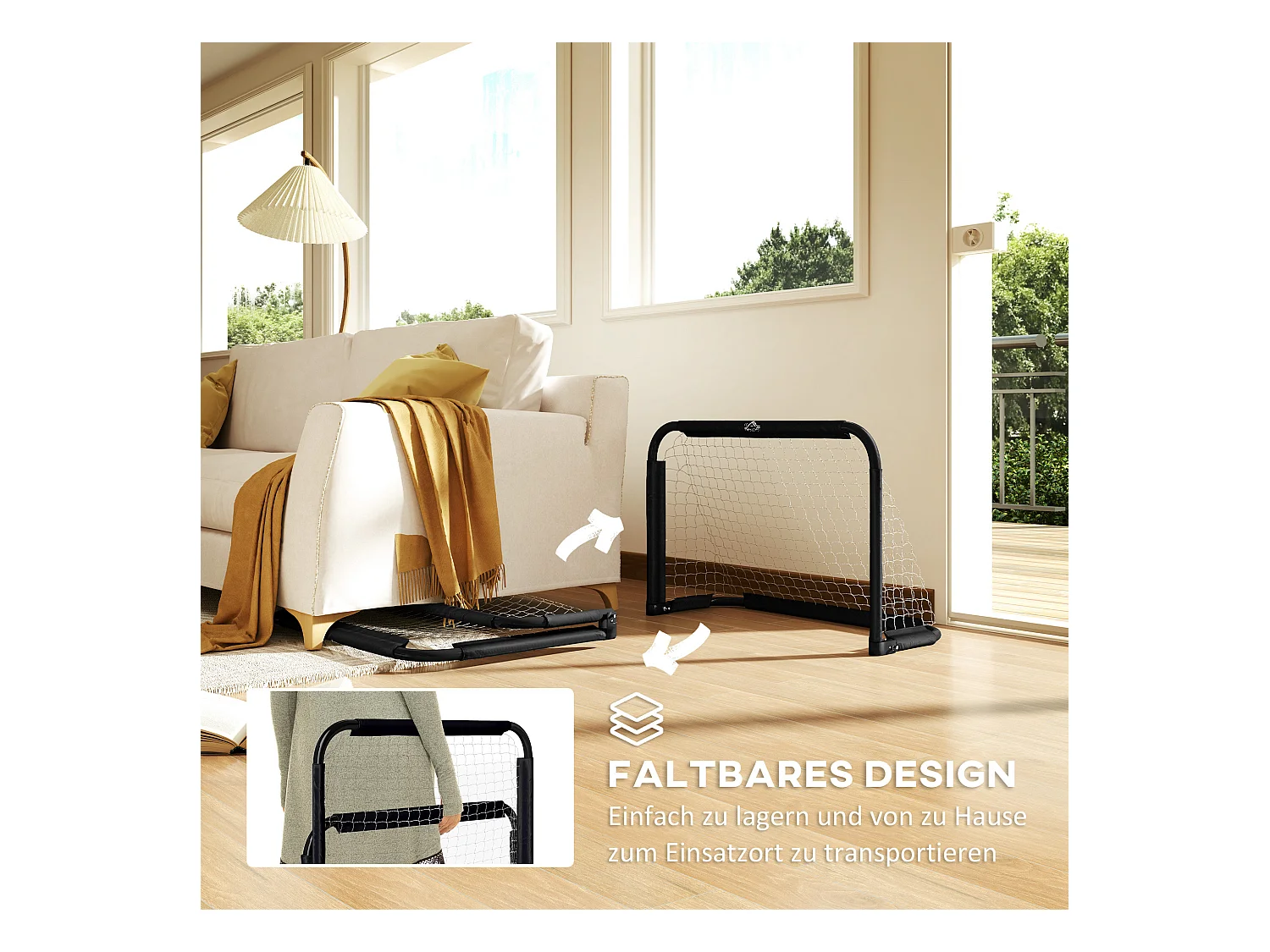 Ensemble de 2 buts de football pliables, cadre en métal, pour enfants et adultes, idéal pour le jardin, noir (90x36x60 cm)