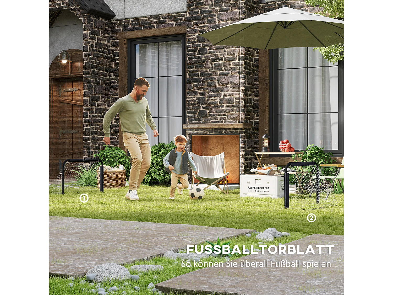 Ensemble de 2 buts de football pliables, cadre en métal, pour enfants et adultes, idéal pour le jardin, noir (90x36x60 cm)