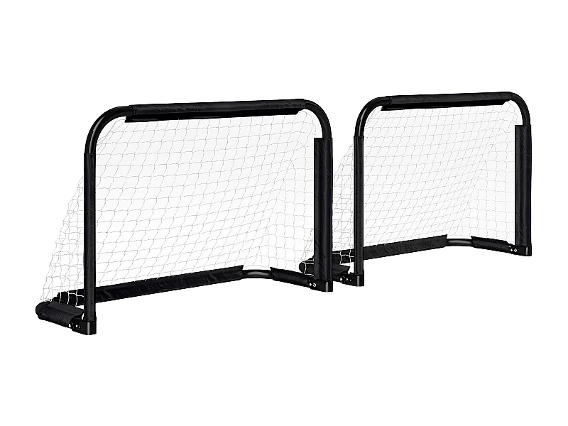 Ensemble de 2 buts de football pliables, cadre en métal, pour enfants et adultes, idéal pour le jardin, noir (90x36x60 cm)