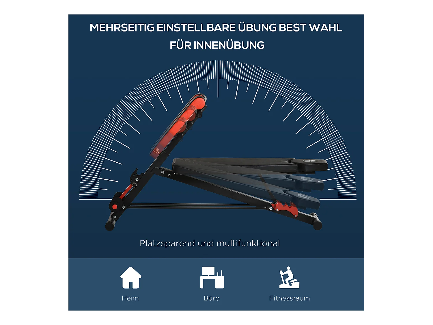 Banc de musculation réglable multifonction, acier, noir, avec repose-pieds et siège ajustable (64x146x73.5-85 cm)
