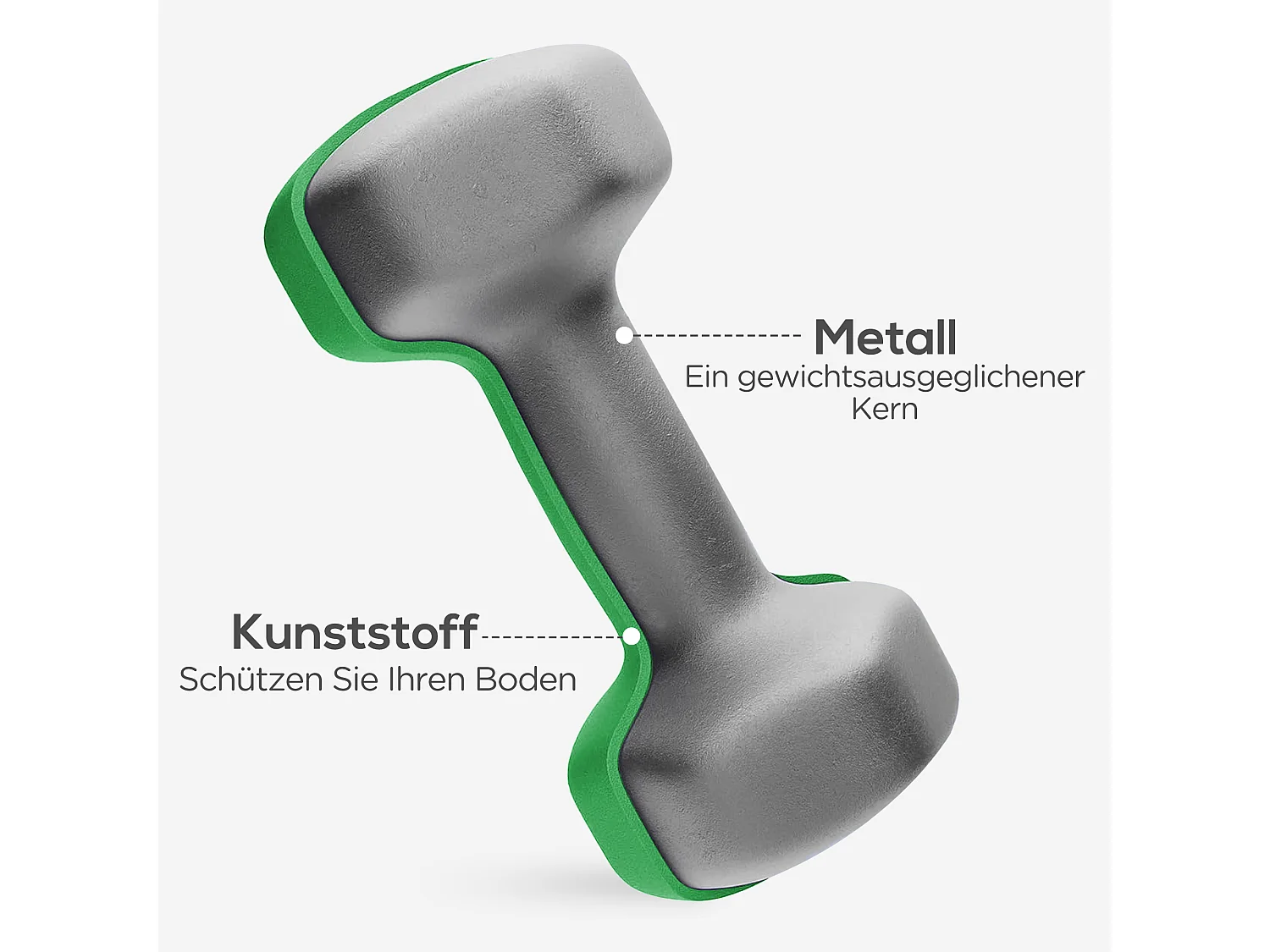 Set de 6 Hanteln avec support, 2 x 1kg, 2 x 3kg, 2 x 5kg, métal, multicolore (34x10x34 cm)