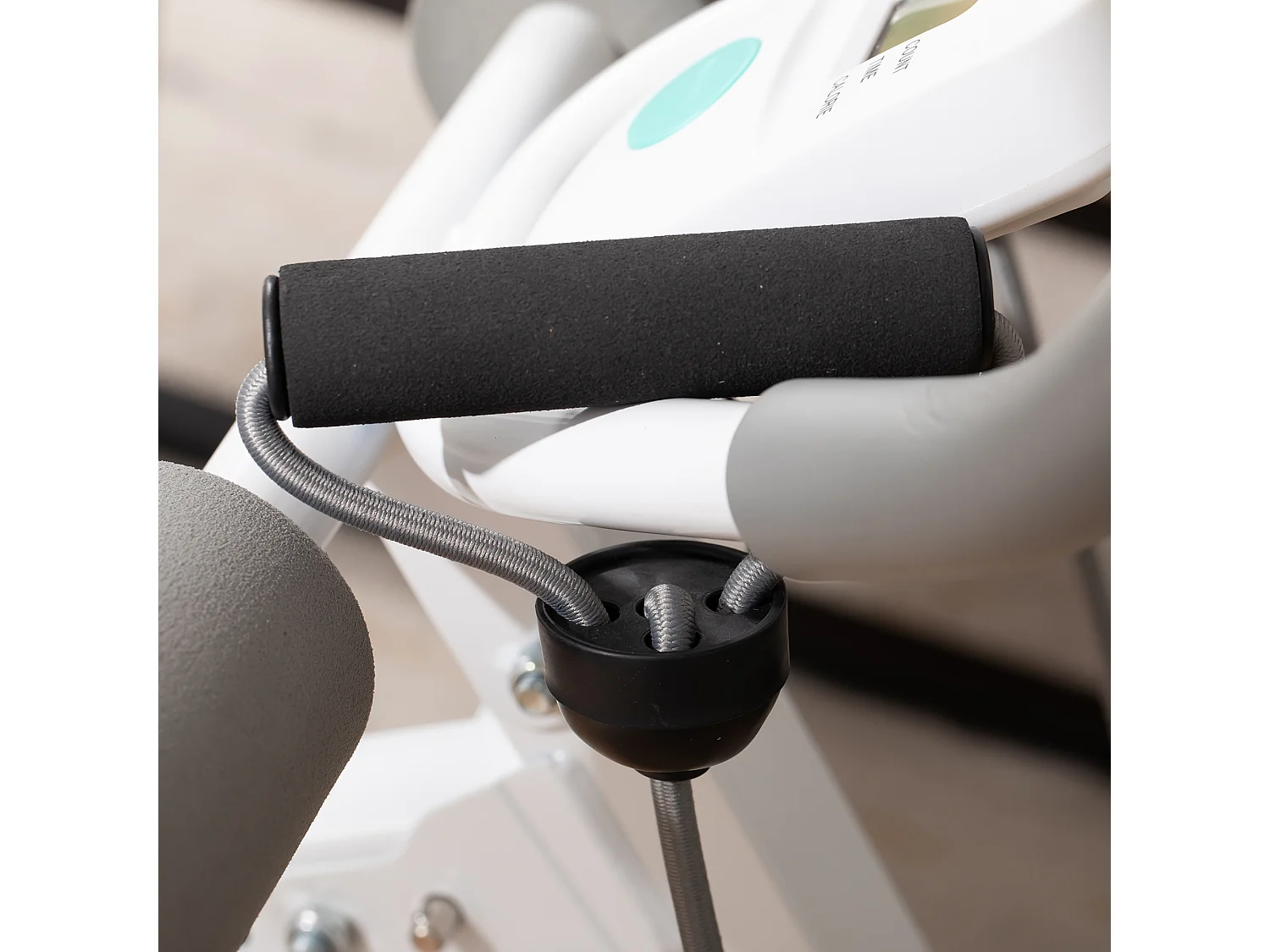 Banc d'entraînement abdominal 2-en-1 réglable avec écran LCD, acier, blanc et gris (117x46x70 cm)