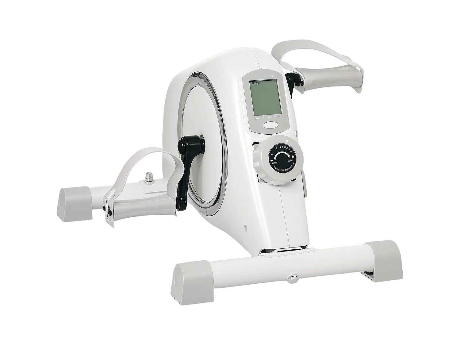 Vélo d'exercice mini pédalier avec résistance magnétique 8 niveaux, acier, blanc (48x43x31cm)