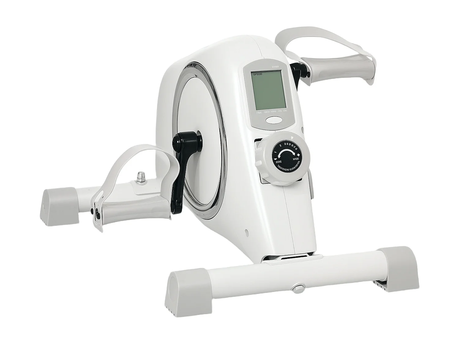 Vélo d'exercice mini pédalier avec résistance magnétique 8 niveaux, acier, blanc (48x43x31cm)