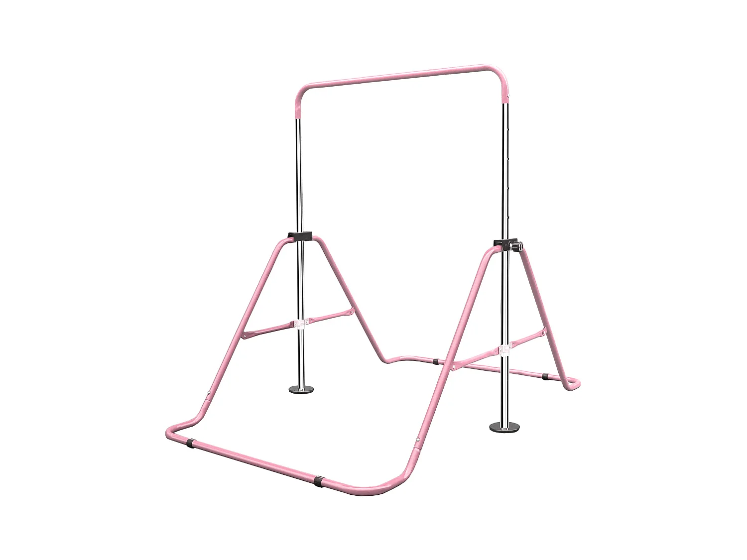 Barre de gymnastique extensible pour enfants, réglable en hauteur, pliable, acier, rose (145x100x130cm)