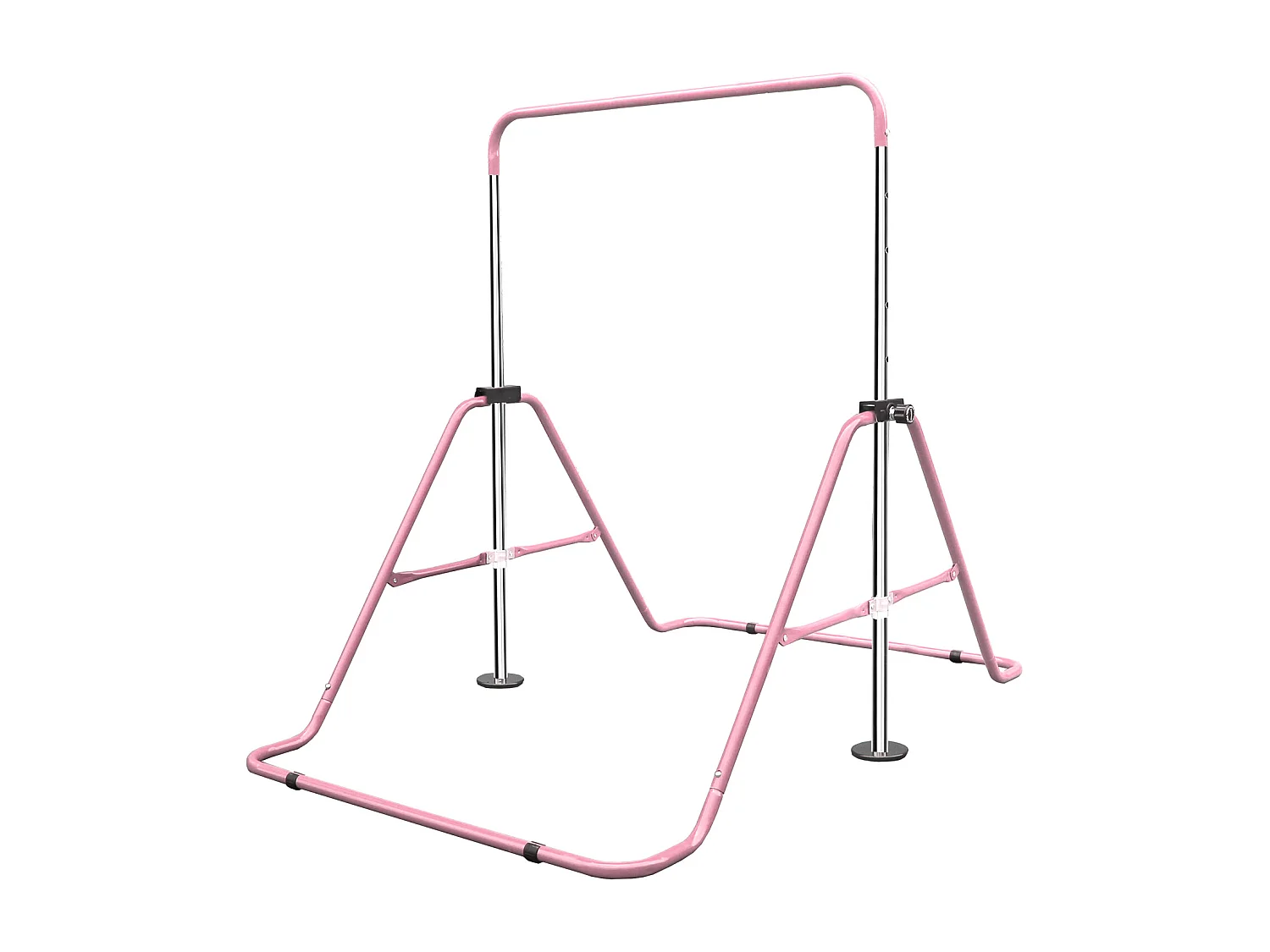 Barre de gymnastique extensible pour enfants, réglable en hauteur, pliable, acier, rose (145x100x130cm)