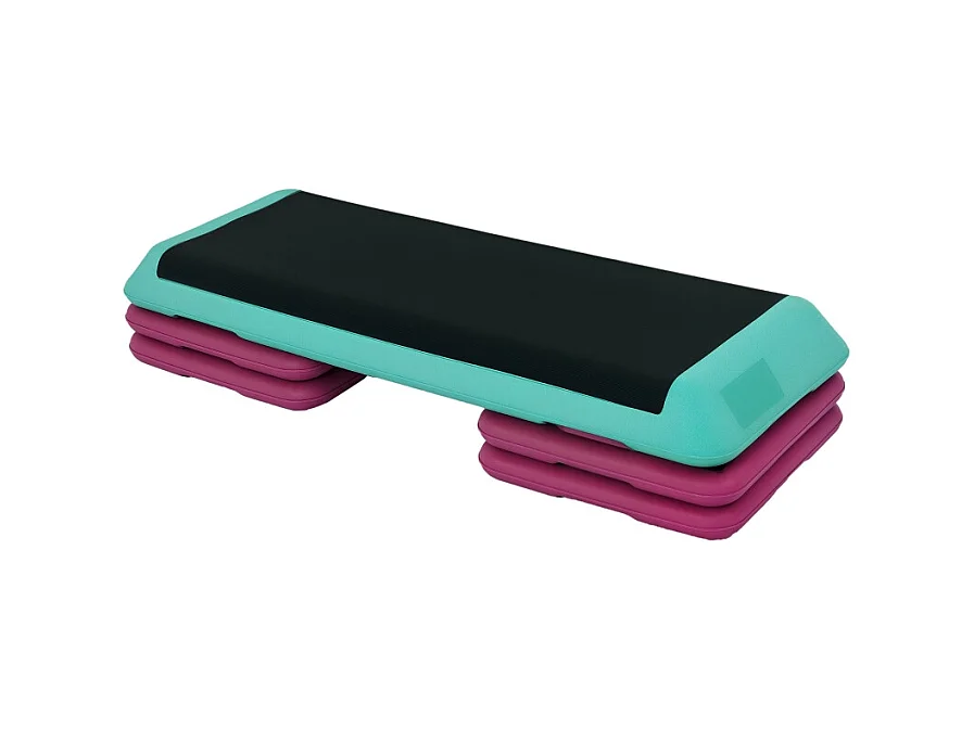 Stepper d'aérobic réglable en hauteur, antidérapant, PVC, noir (110x40x20cm)