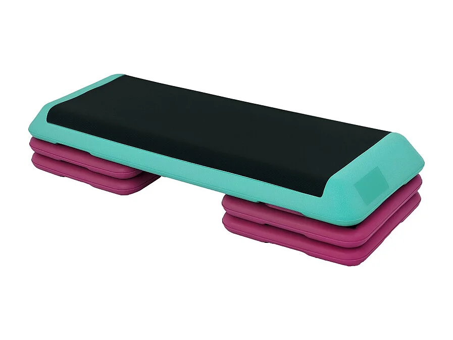 Stepper d'aérobic réglable en hauteur, antidérapant, PVC, noir (110x40x20cm)