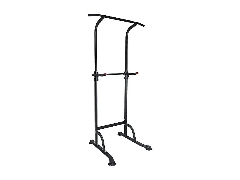 Station d'entraînement multifonction réglable en hauteur, barre de traction et dips, acier, noir (120x40x11 cm)