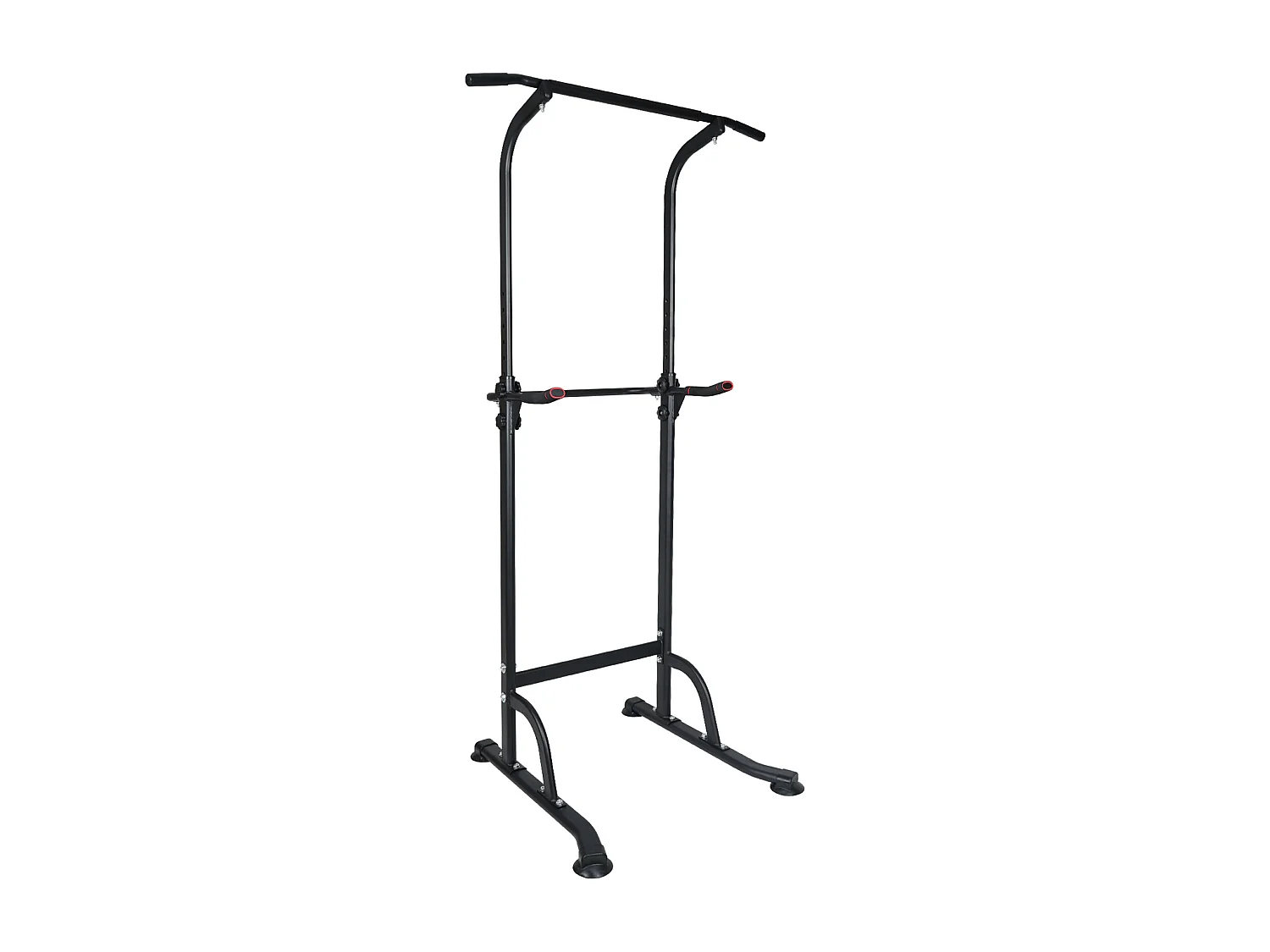 Station d'entraînement multifonction réglable en hauteur, barre de traction et dips, acier, noir (120x40x11 cm)