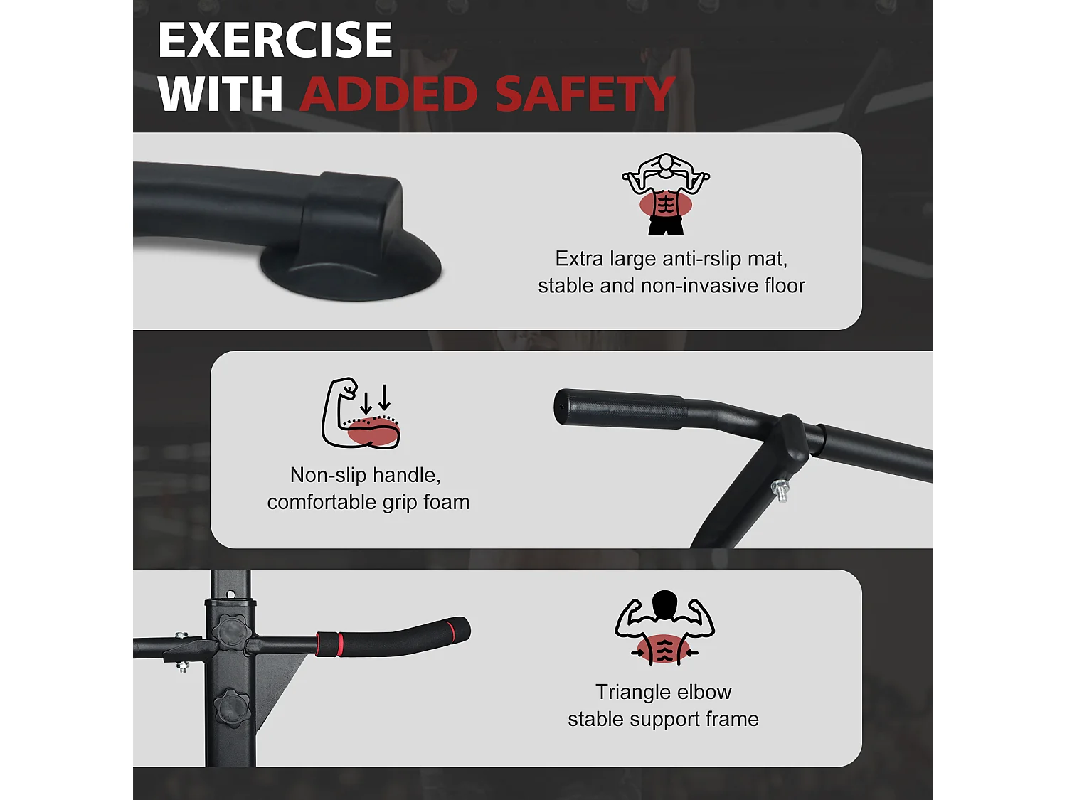 Station d'entraînement multifonction réglable en hauteur, barre de traction et dips, acier, noir (120x40x11 cm)