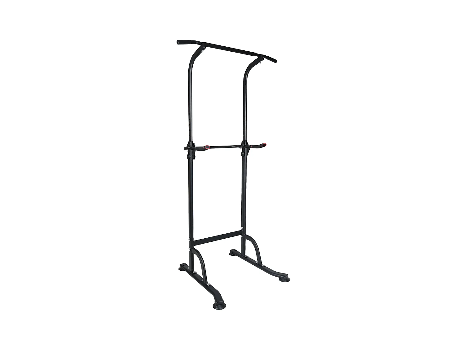 Estación de entrenamiento multifuncional de altura regulable, barra para dominadas y fondos, acero, negro (120x40x11 cm)