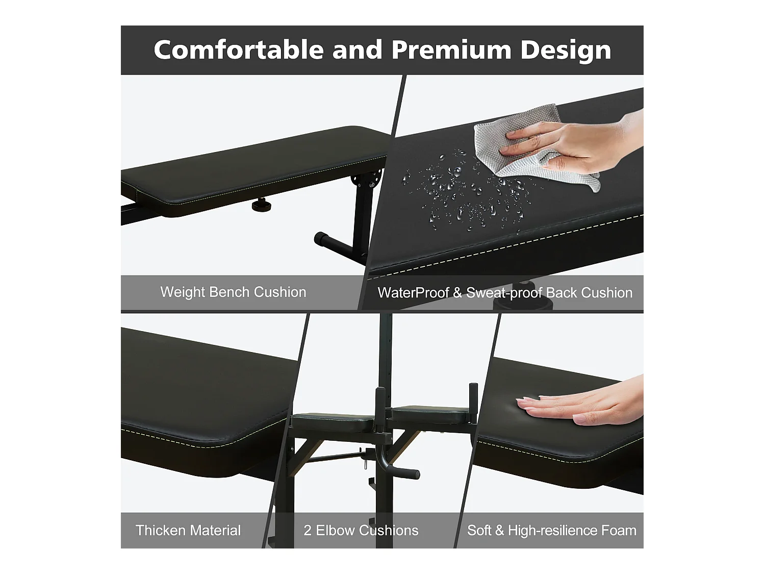 Station de fitness multifonction avec banc, barre de traction et barres parallèles, hauteur réglable, acier, noir (224.8x97x207cm)