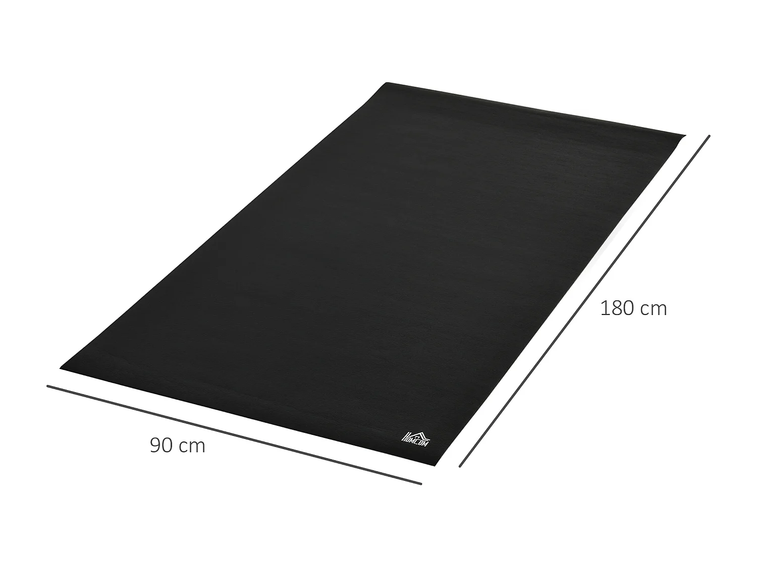 Tapis de protection pour équipement fitness, antidérapant et réducteur de bruit, PVC, noir (180x90x0.6cm)