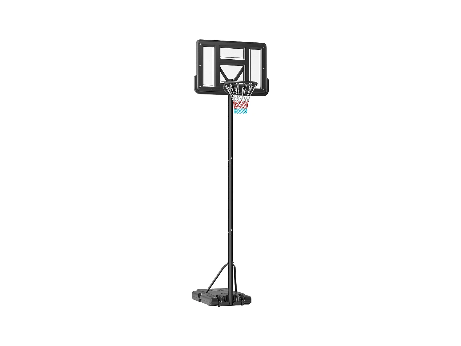 Panier de basket réglable 2-en-1, hauteur 230-305 cm, avec roues et support en acier, noir (90x60x370 cm)