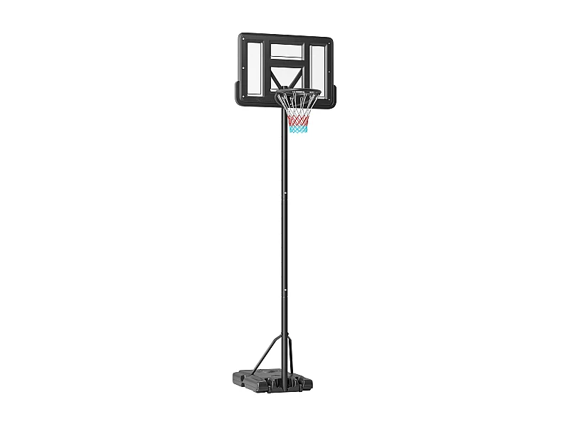Panier de basket réglable 2-en-1, hauteur 230-305 cm, avec roues et support en acier, noir (90x60x370 cm)
