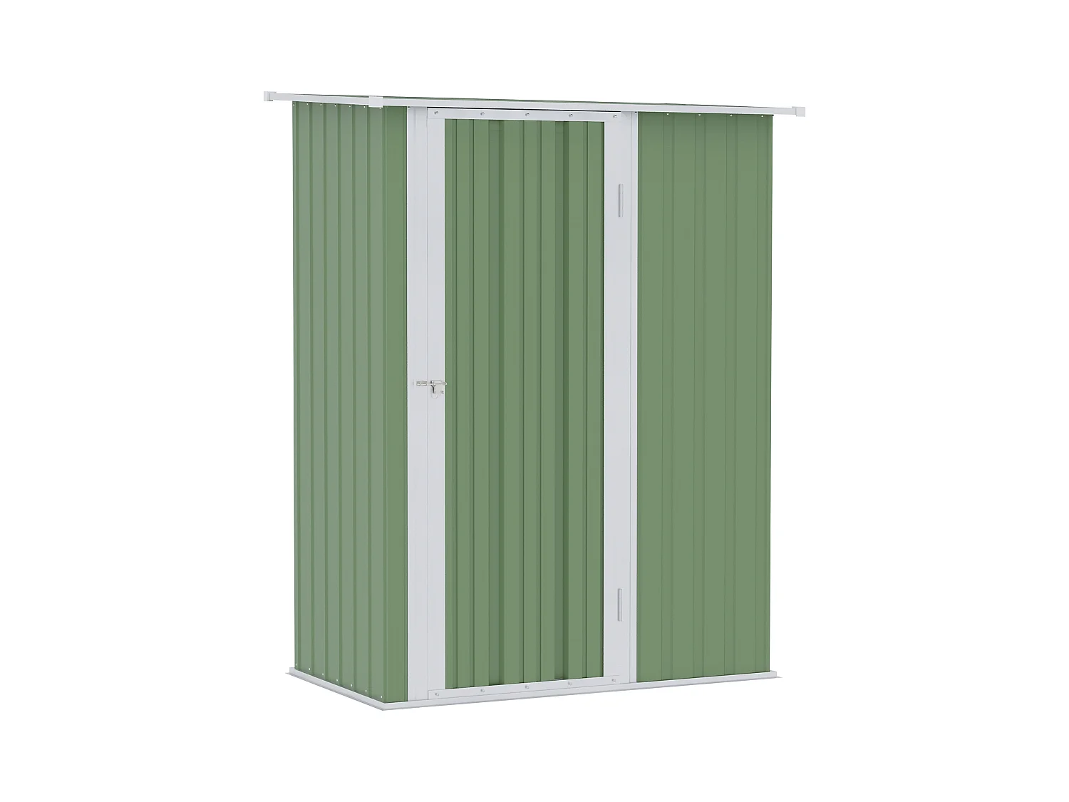 Abri de jardin métallique avec porte, résistant aux intempéries, acier, vert (142x84x189cm)