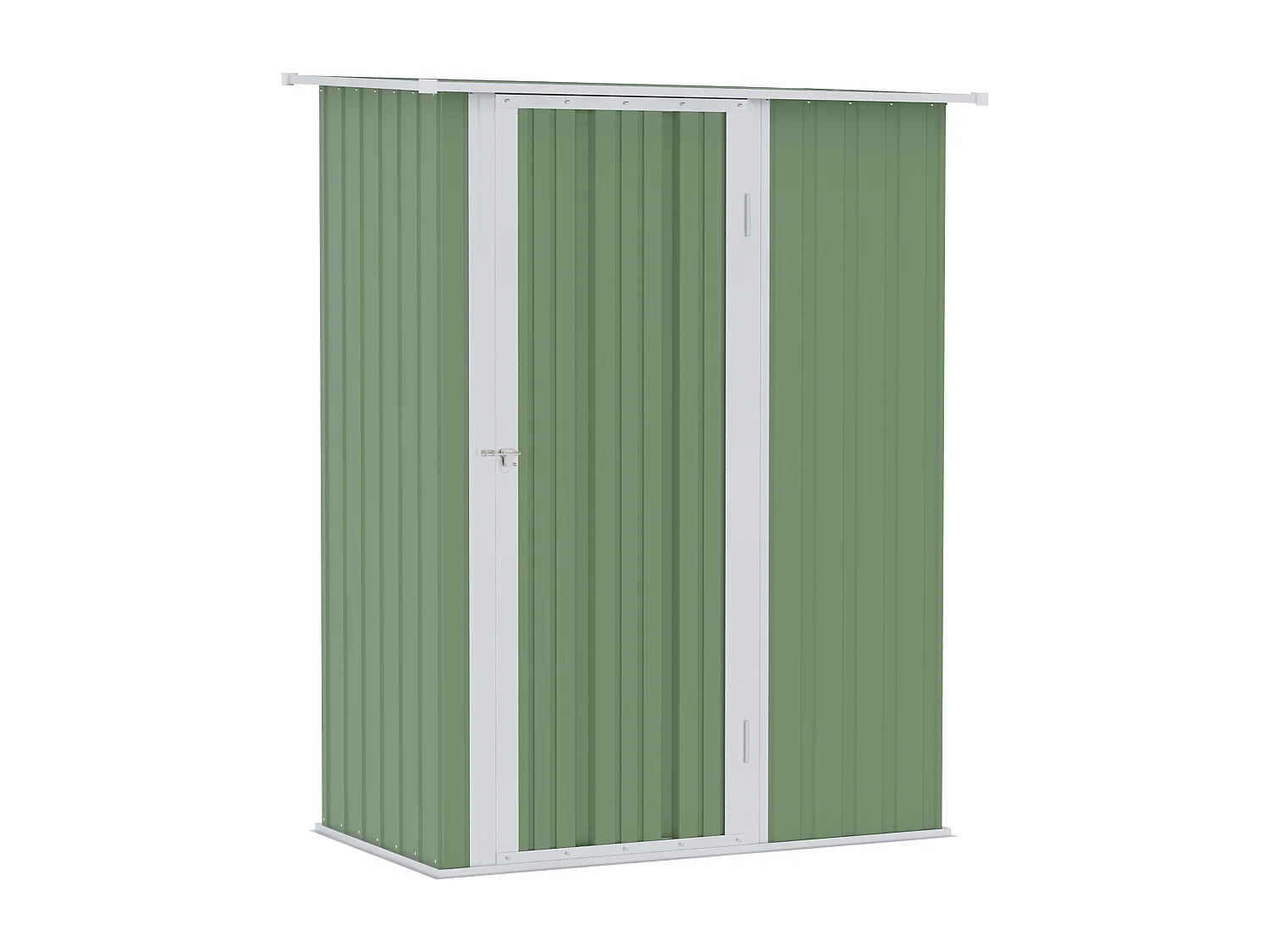 Abri de jardin métallique avec porte, résistant aux intempéries, acier, vert (142x84x189cm)