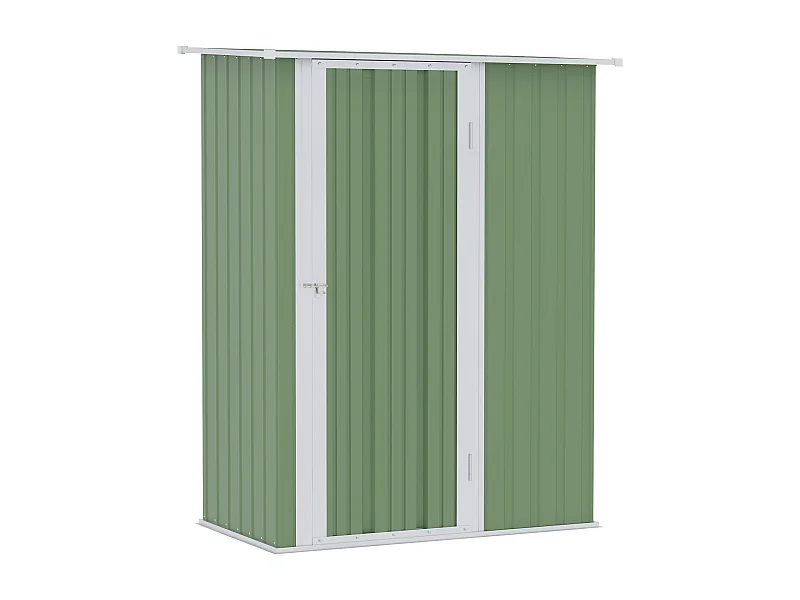 Abri de jardin métallique avec porte, résistant aux intempéries, acier, vert (142x84x189cm)