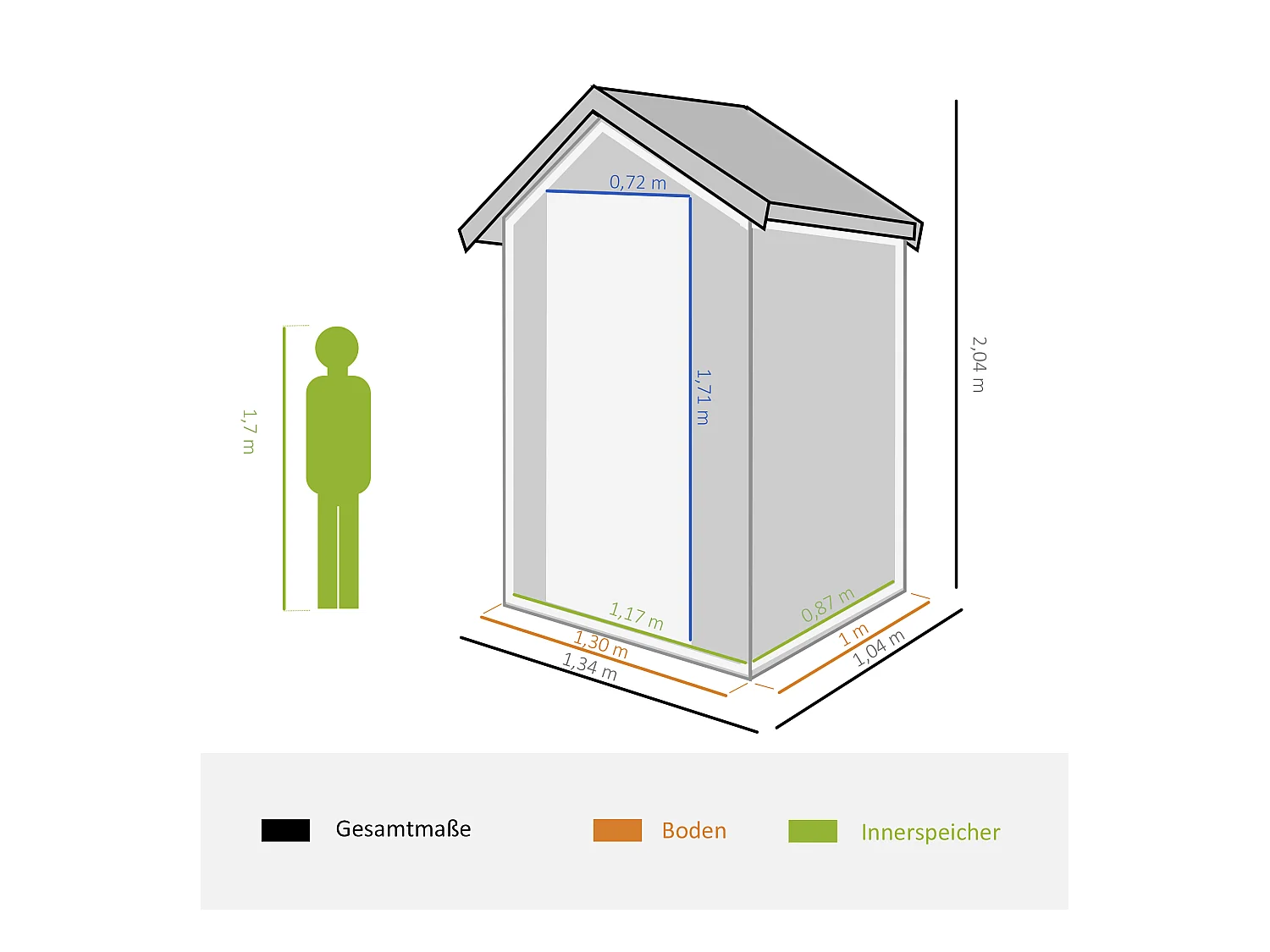 Abri de jardin métallique avec fenêtre de ventilation, toit en appentis, gris (134x104x204cm)