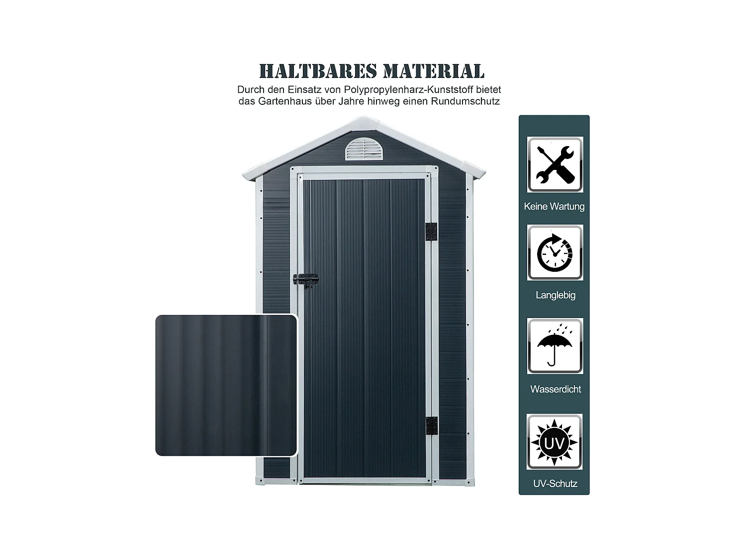 Abri de jardin métallique avec fenêtre de ventilation, toit en appentis, gris (134x104x204cm)