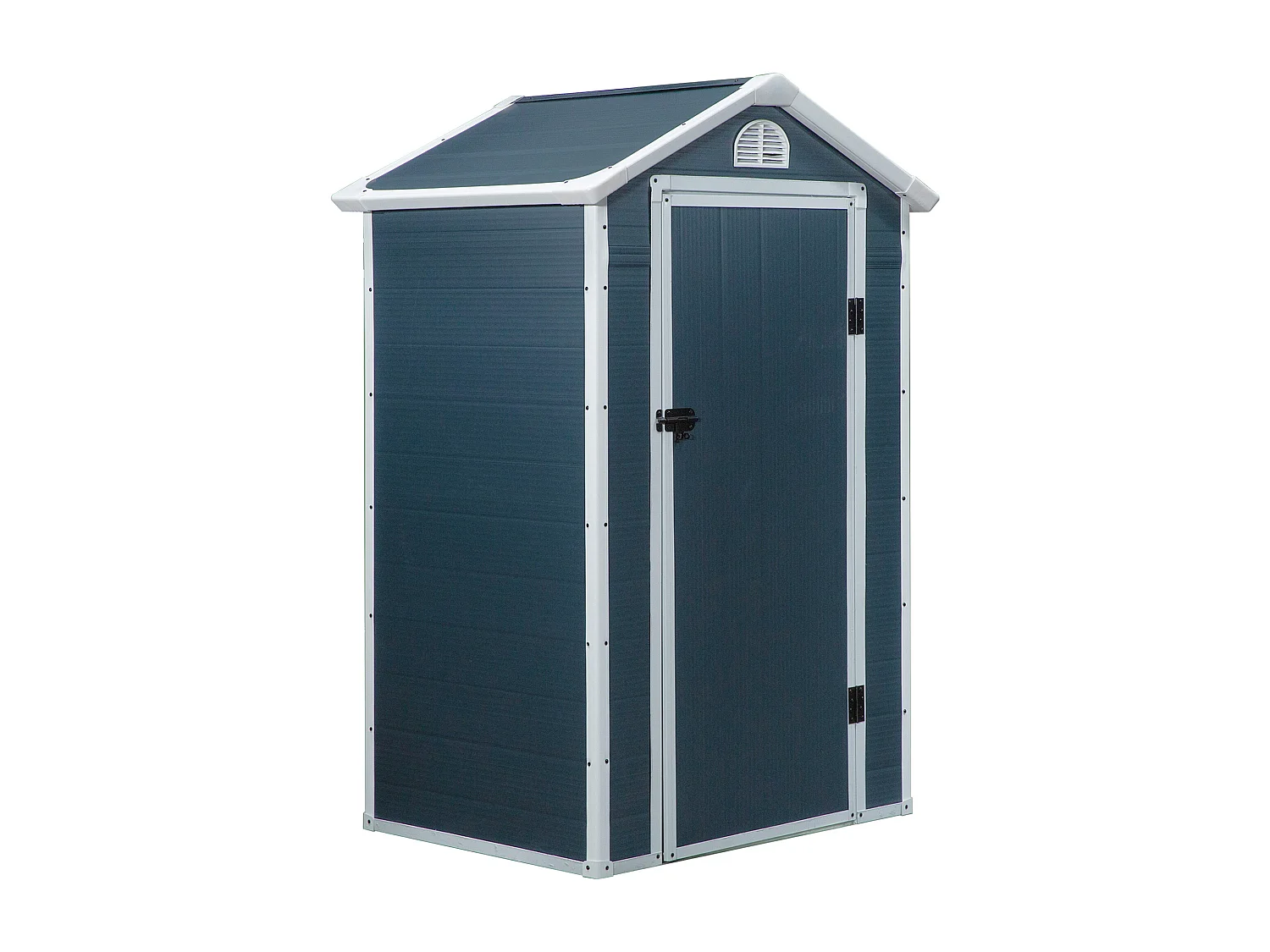 Abri de jardin métallique avec fenêtre de ventilation, toit en appentis, gris (134x104x204cm)