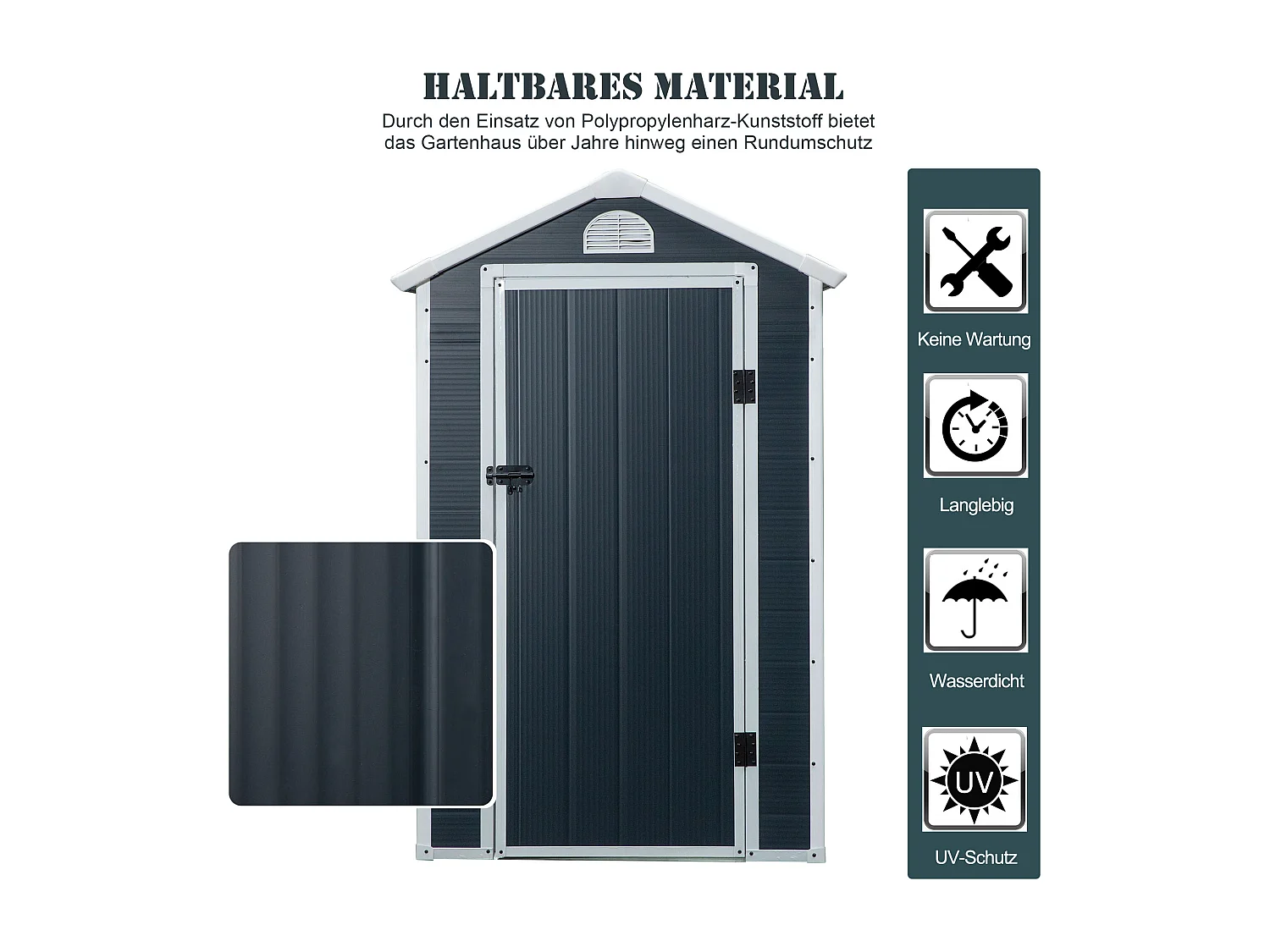 Abri de jardin métallique avec fenêtre de ventilation, toit en appentis, gris (134x104x204cm)