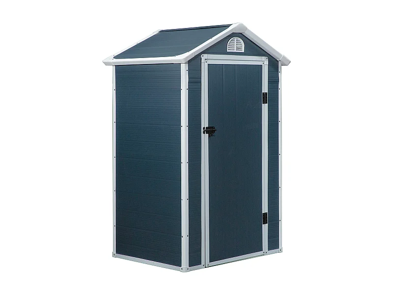 Abri de jardin métallique avec fenêtre de ventilation, toit en appentis, gris (134x104x204cm)