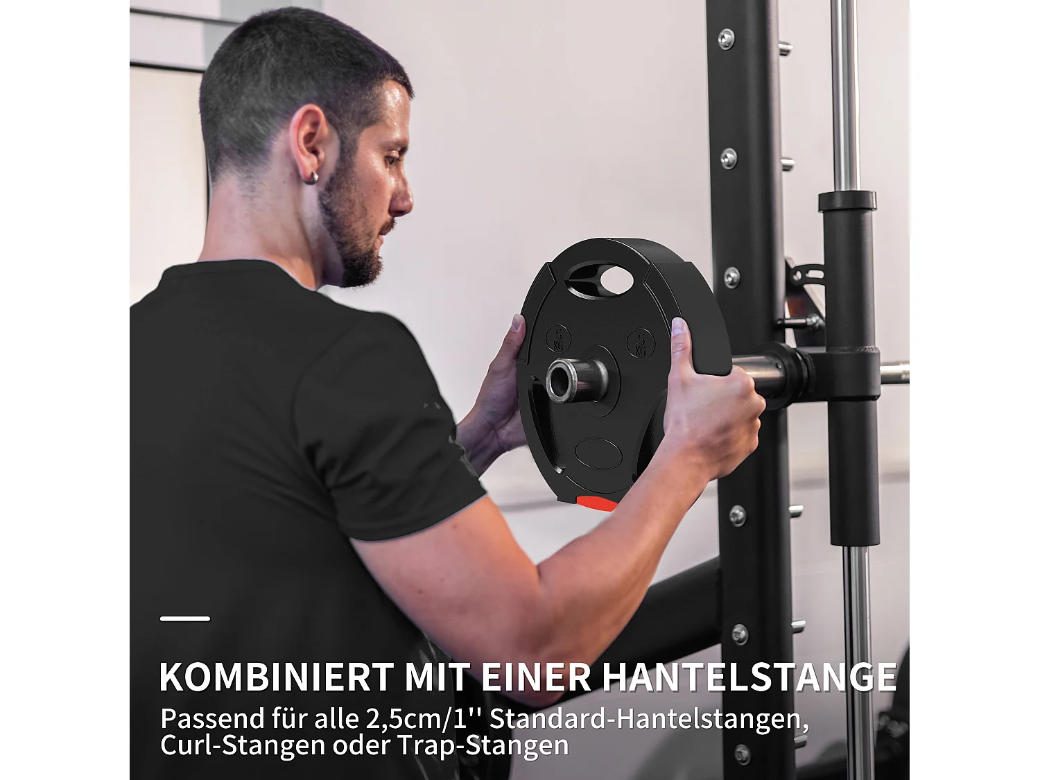 Set de Disques de Poids 4 pièces, Hantelscheiben 2 x 5 kg/10 kg, pour barre de 2,5 cm, en plastique, noir (34x34x6 cm)