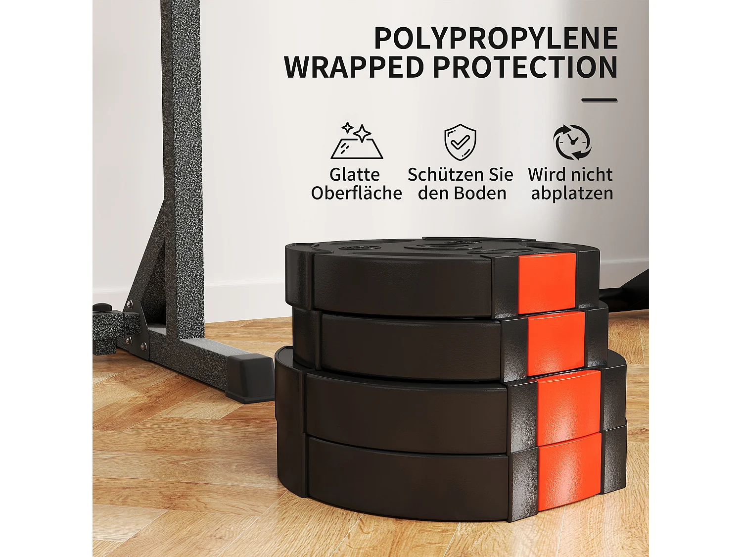 Set de Disques de Poids 4 pièces, Hantelscheiben 2 x 5 kg/10 kg, pour barre de 2,5 cm, en plastique, noir (34x34x6 cm)