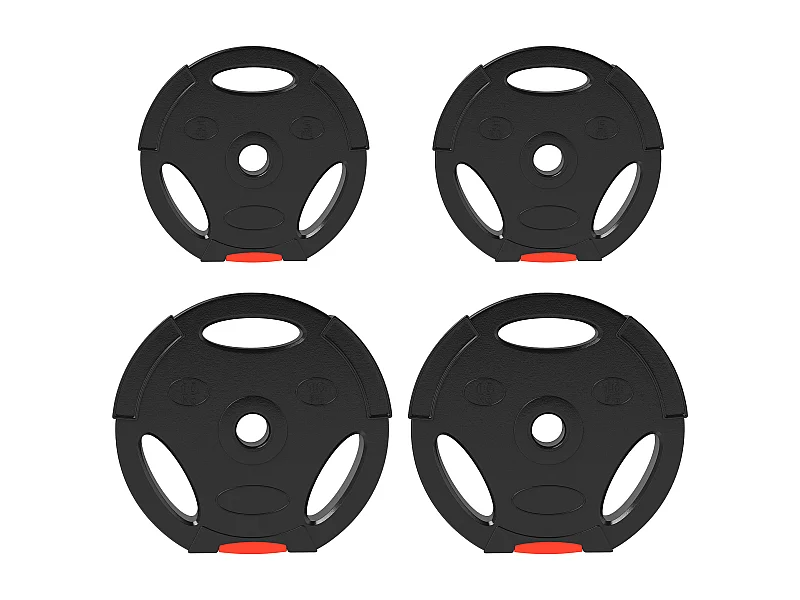 Set de Disques de Poids 4 pièces, Hantelscheiben 2 x 5 kg/10 kg, pour barre de 2,5 cm, en plastique, noir (34x34x6 cm)