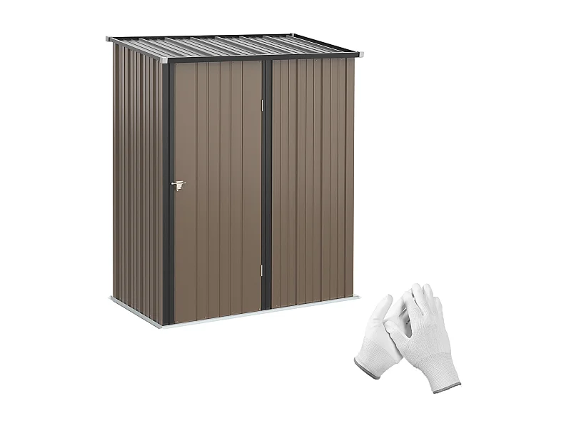 Casetta da giardino in metallo con tetto spiovente, acciaio zincato, marrone (161,5x94,5x196 cm)