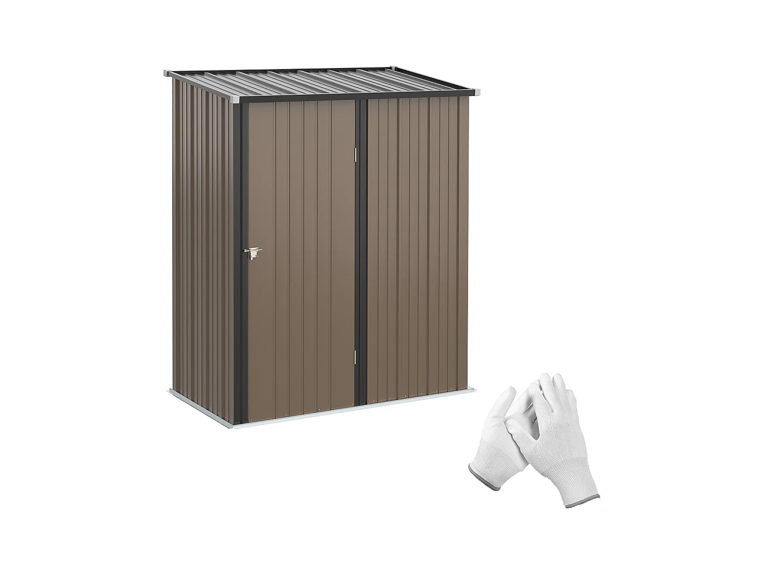 Abri de jardin métallique avec toit en pente, acier galvanisé, marron (161.5x94.5x196 cm)