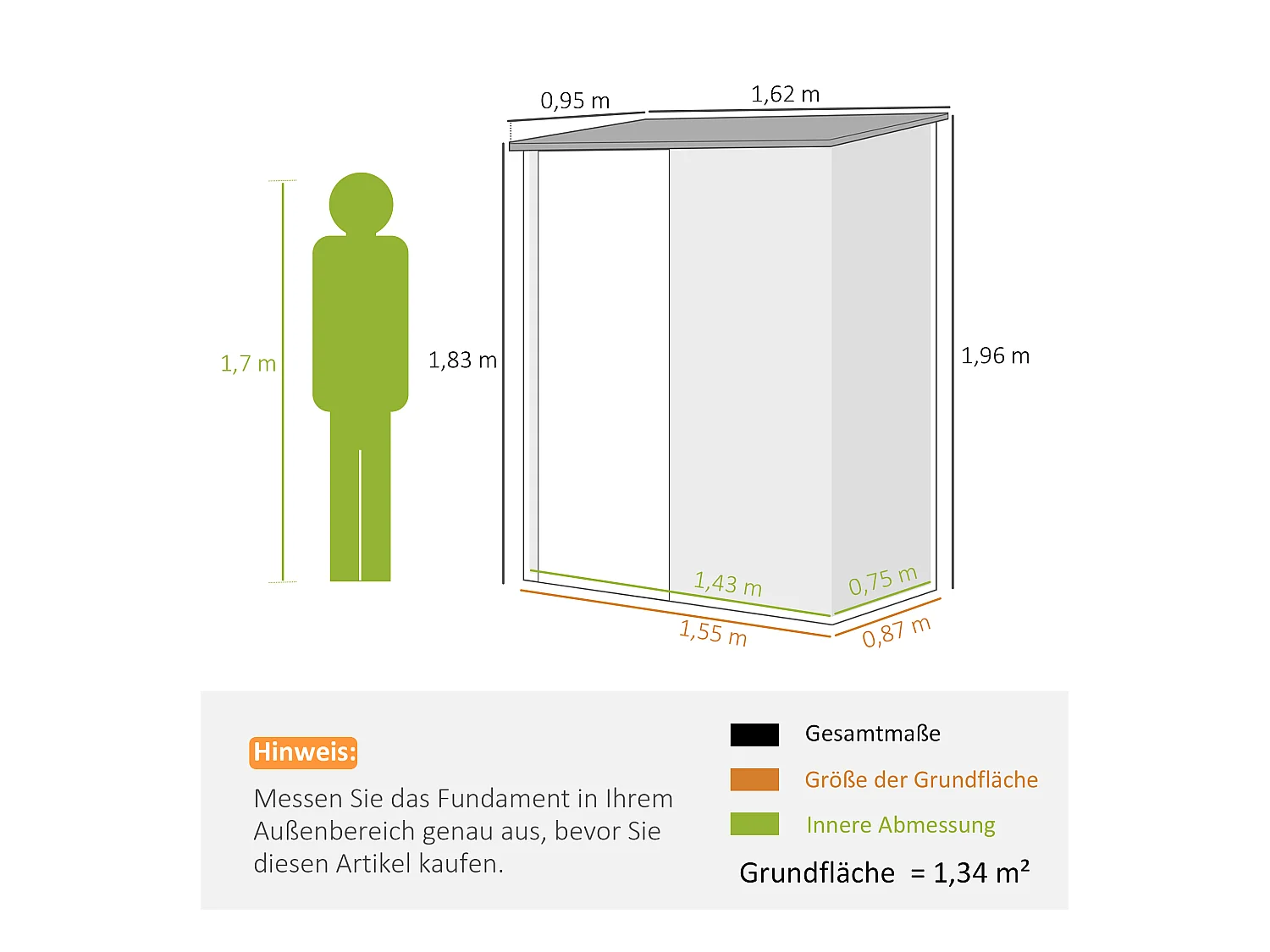 Abri de jardin métallique avec toit en pente, acier galvanisé, marron (161.5x94.5x196 cm)